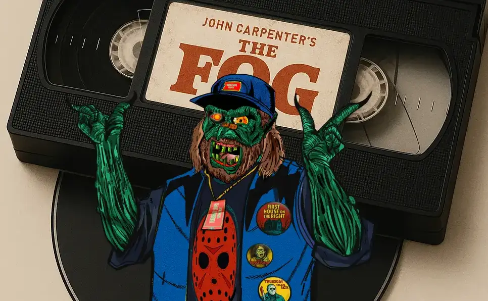 A VHS tape of a horror movie sits on top of a broken DVD, symbolizing the downfall of horror remakes compared to gritty originals