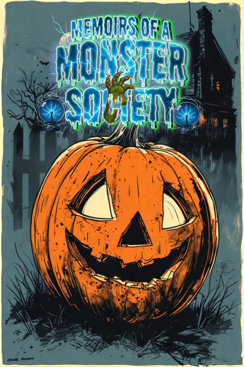 Memoirs of a Monster Society – Jack-o’-Lantern Comic Cover (1990s Style)